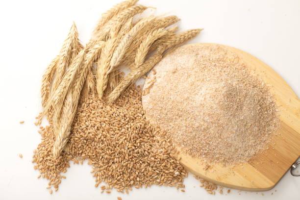 istock Coarse flour and wheat with spikelets 821619276