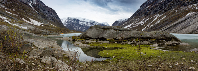 Nigardsbreen valley landscape panorama
