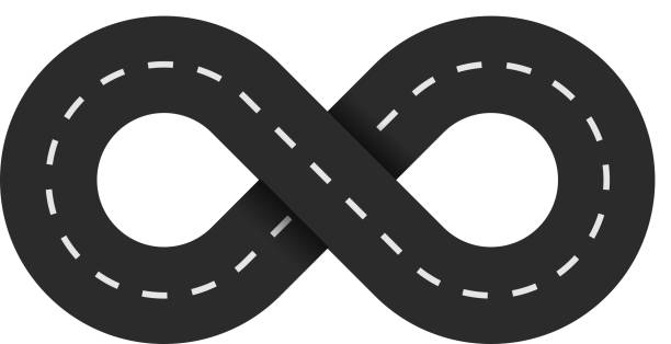 istock Road infinity on a white background. The road from the eight is isolated. The carriageway. Vector illustration 821624528