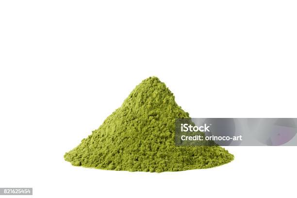 Green Matcha Tea Isolated On White Stock Photo - Download Image Now - Ground - Culinary, Powder Snow, Green Color