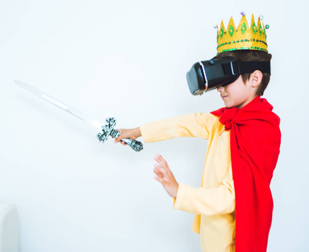 istock Young boy play the video game with Virtual Reality 821637764