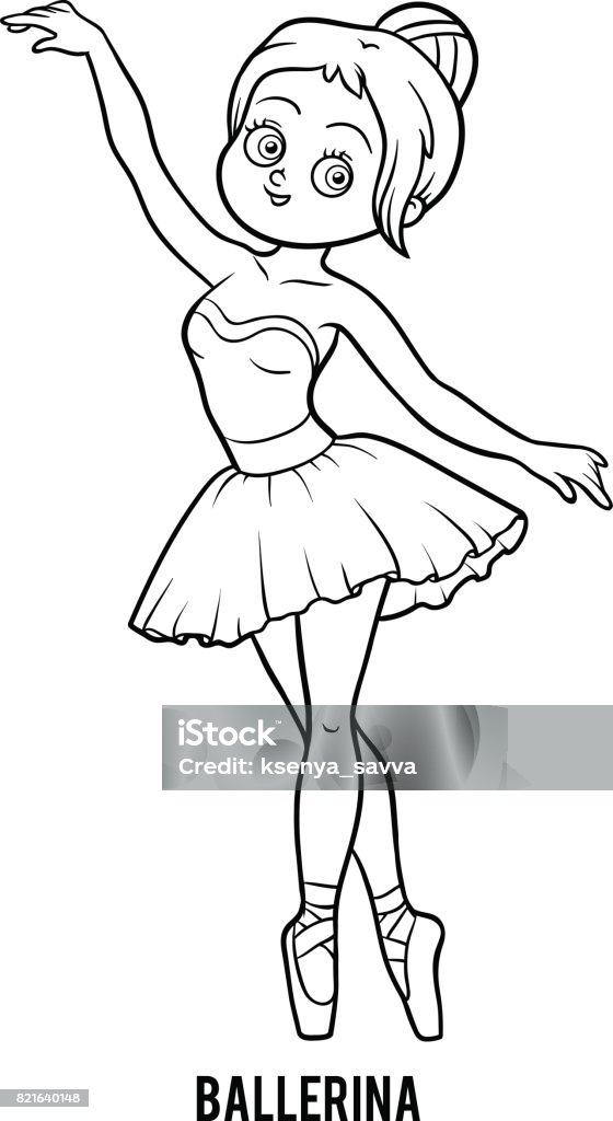 Coloring book, Ballerina Coloring book for children, Ballerina Ballet stock vector