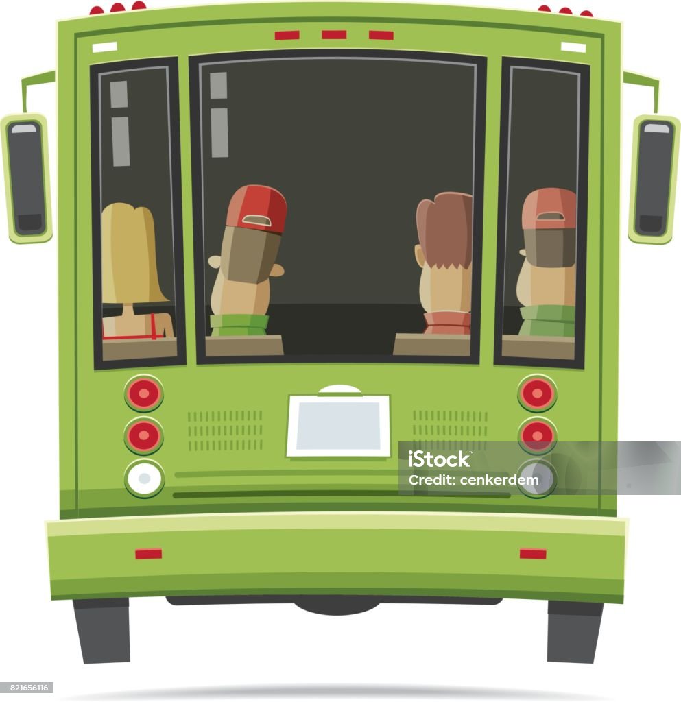 Bus From Rear View Carton Back View Vector Bus Stock Illustration - Download Image Now ...