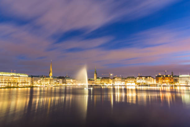 istock Hamburg and alster lake night view, long exposure 821661538