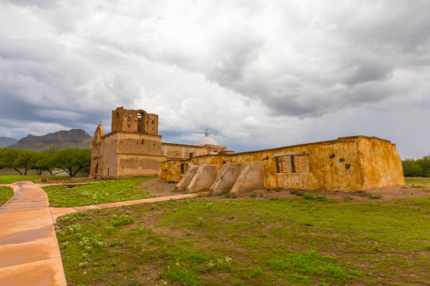 Tumacacori National Historic Park main building plus side building after storm