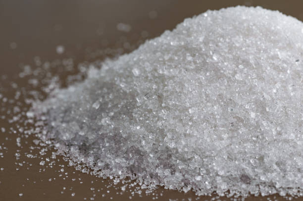 Closeup view on granulated white sugar