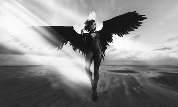 istock futuristic fashion black angel 821666004
