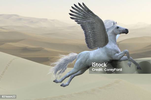 White Pegasus Horse Stock Photo - Download Image Now - Pegasus, Horse, Flying