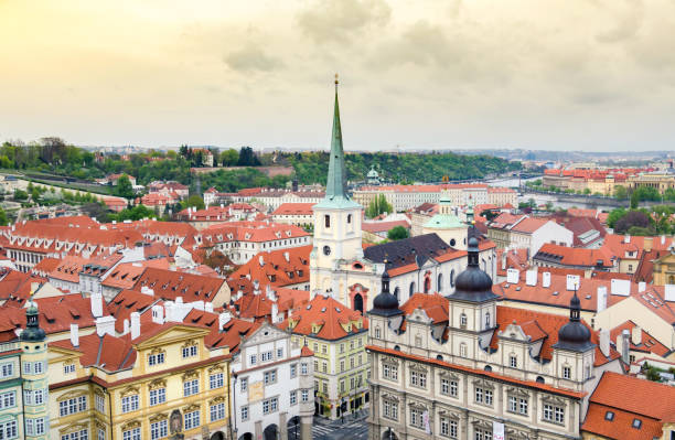 istock Prague cityscape with characteristic Chech architecture 821669422