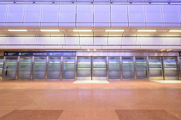 istock Train station platform, stockholm city 821669528