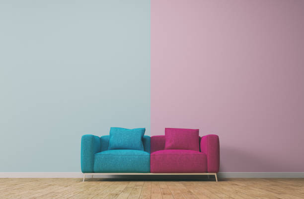концепция разделения с розовым и бирюзовым - two colors стоковые фото и изображения