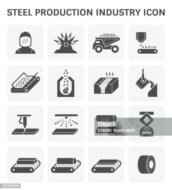 Steel Production Icon Stock Illustration - Download Image Now - Metal, Steel, Foundry