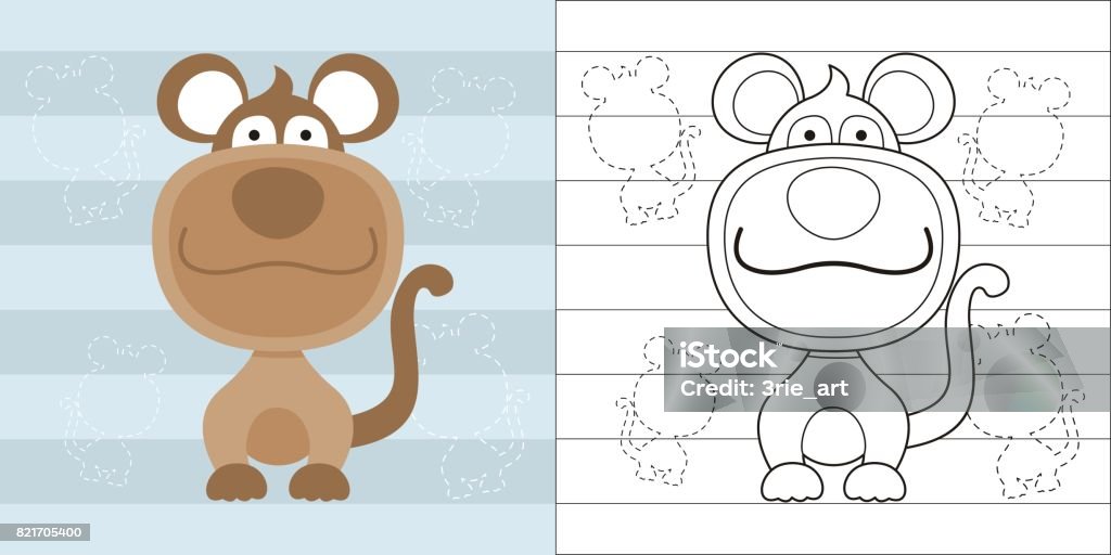 coloring page cute little monkey for education cartoon character coloring page cute little monkey for education Animal stock vector