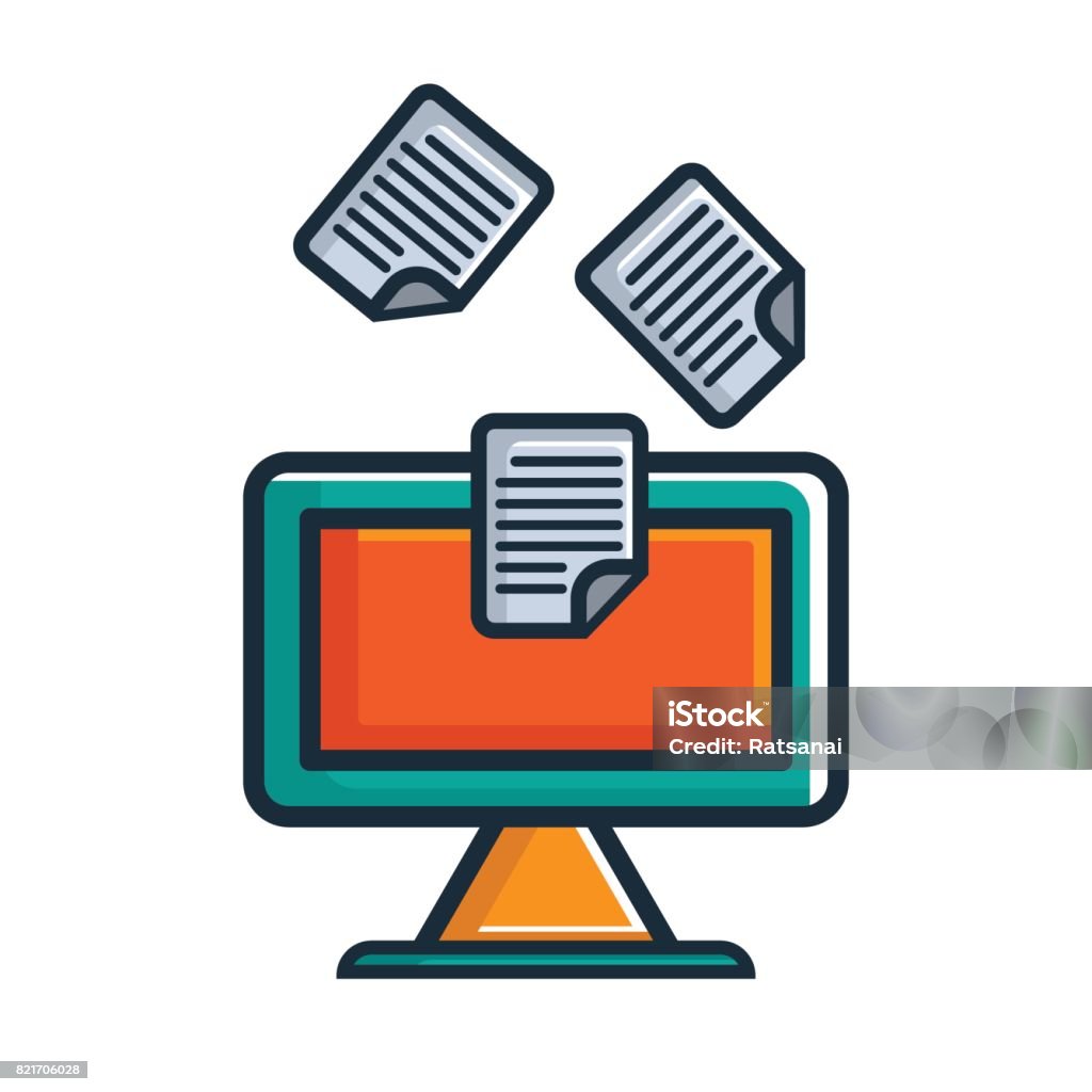 Electronic Document Stock Illustration - Download Image Now - Computer ...