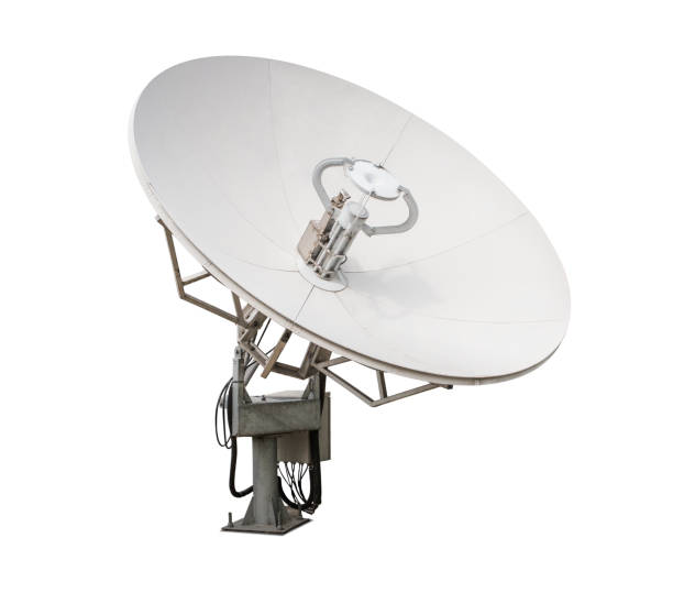 Satellite dish antenna on white background Satellite dish antenna on white background radio telescope photos stock pictures, royalty-free photos & images