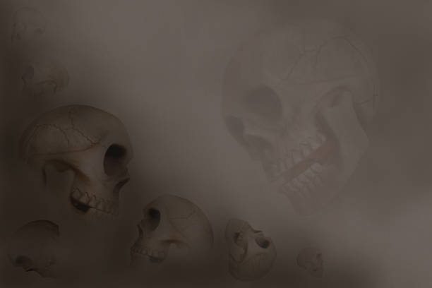 istock Skull background in vintage sepia tone 821706634