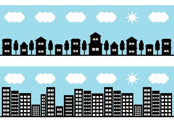 Daytime townscape Daytime townscape hometown stock illustrations