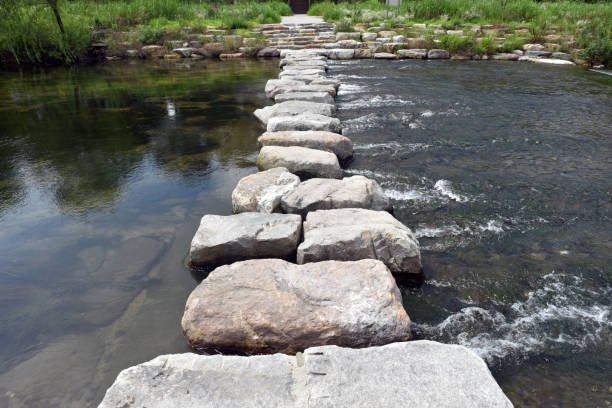 o step stones - stepping stone stone stepping footpath - fotografias e filmes do acervo
