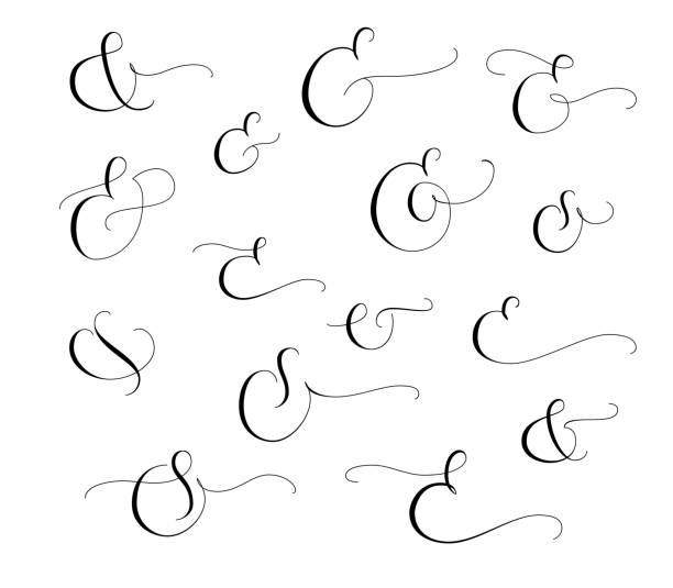 Set of custom decorative ampersands isolated on white. Great for wedding invitations, cards, banners, photo overlays and other design. Set of custom decorative ampersands isolated on white. Hand written calligraphy, vector illustration. Great for wedding invitations, cards, banners, photo overlays and other design. ampersand stock illustrations