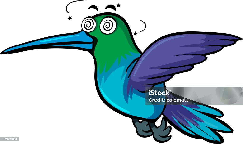 Hummingbird with dizzy face Hummingbird with dizzy face illustration Animal stock vector