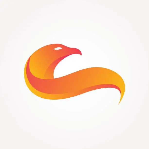 Vector illustration of Flaming eagle, stylized eagle bird logo