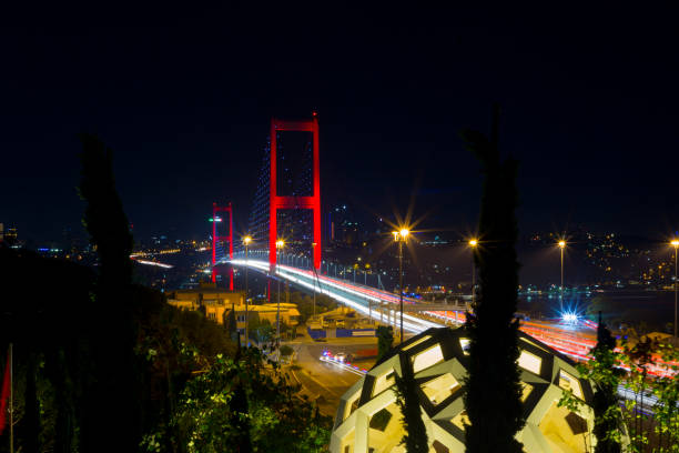 15 juillet Martyrs pont (15 Temmuz Sehitler Koprusu) pont du Bosphore à Istanbul (Turquie) nuit - Photo