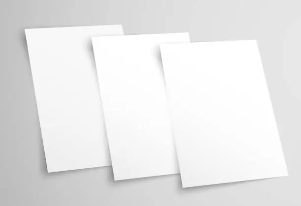 Vector illustration of White blank A4 paper. Templates for presentation of the design of a flyer, cover