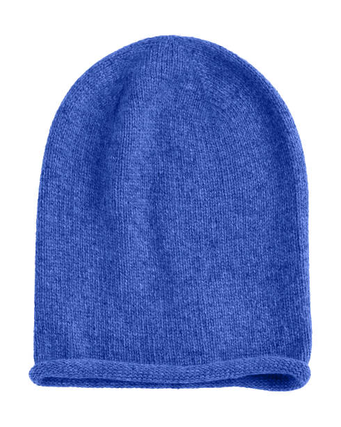 istock Blue long beannie autumn hat isolated 821742796