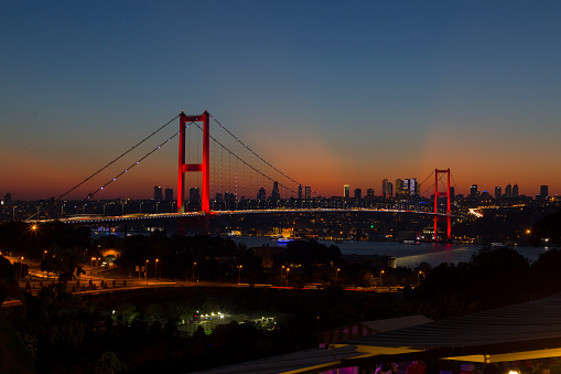 15th July Martyrs Bridge ( 15 Temmuz Sehitler Koprusu ) Bosphorus Bridge at night Istanbul, Turkey