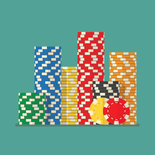 стеки красочные фишки покера - gambling chip green stack gambling stock illustrations