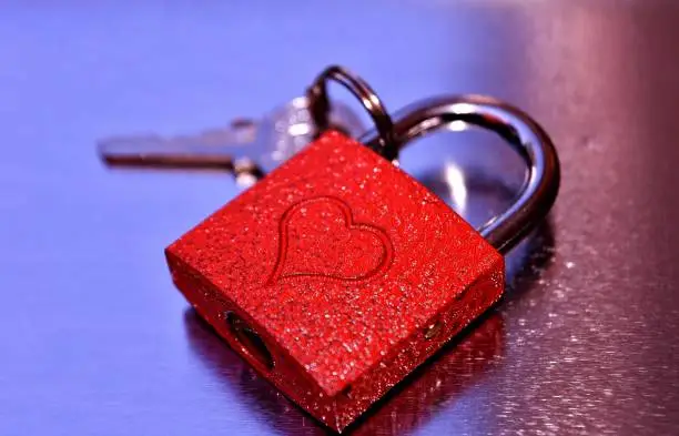 A lock with symbol of heart together