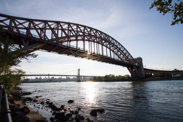 istock The Hell Gate Bridge and Triborough bridge over the reflected river, New York 821760876