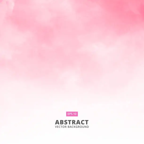 Vector illustration of Abstract white cloud detail in pink sky vector illustration background with copy