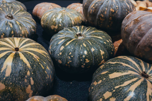 istock Fresh green pumpkins in the market. 821764416