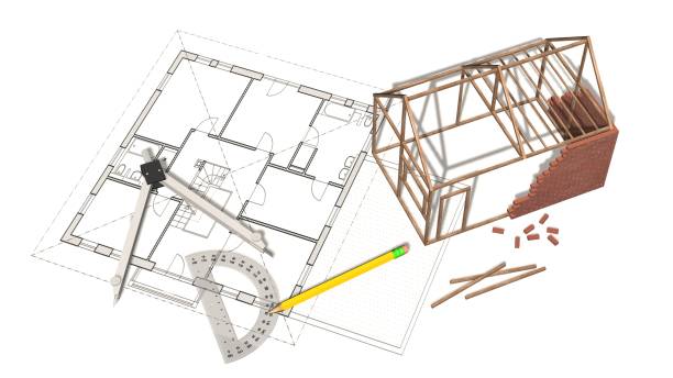 istock House project - house under construction on blueprint - project for construction industry 821764748