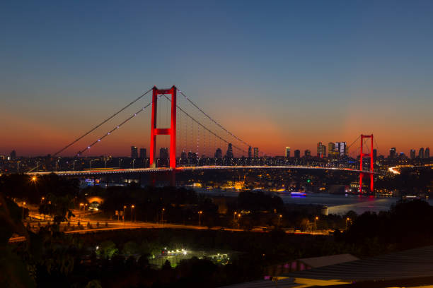 istock Martyrs Bridge ( 15 Temmuz Sehitler Koprusu ) Bosphorus Bridge at night Istanbul, Turkey 821764862