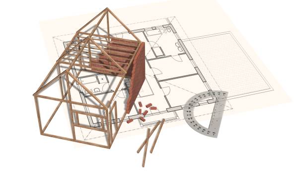 istock House project - house under construction on blueprint - project for construction industry 821765518
