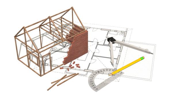istock House project - house under construction on blueprint - project for construction industry 821765608