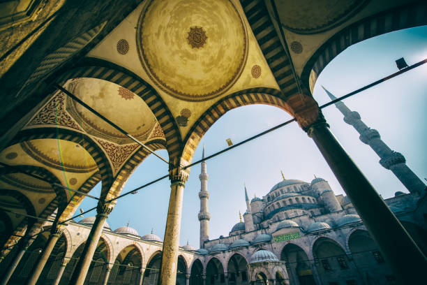 Vintage style of Sultan Ahmed Mosque (Blue Mosque) , Istanbul, Turkey stock photo