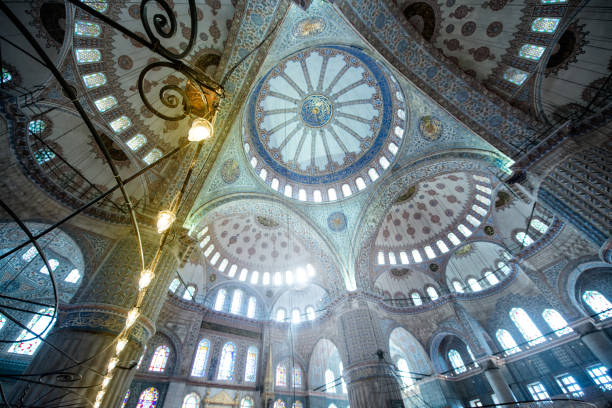 Interior of the Blue Mosque ( Sultan Ahmed Mosque )"n, Istanbul. Turkey stock photo