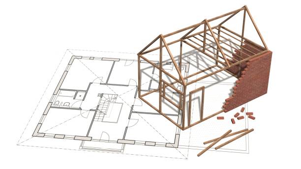 istock House project - house under construction on blueprint - project for construction industry 821768382