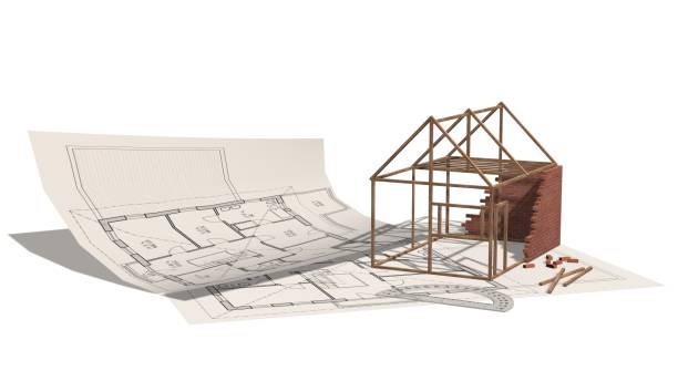 istock House project - house under construction on blueprint - project for construction industry 821768472