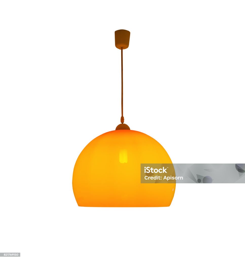 Hanging orange lamp isolated with clipping path Hanging orange lamp isolated on white background with clipping path Electric Lamp Stock Photo