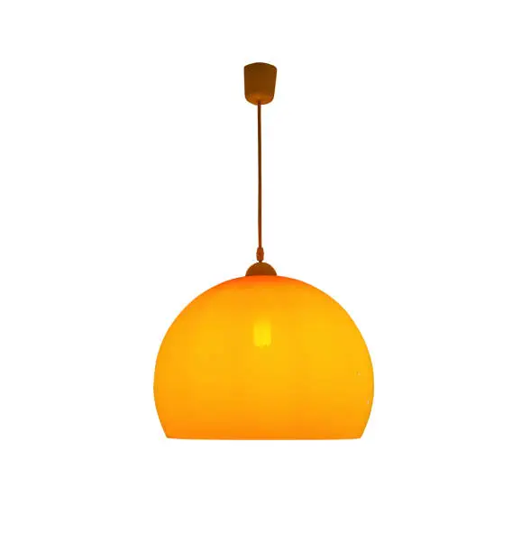 Hanging orange lamp isolated on white background with clipping path