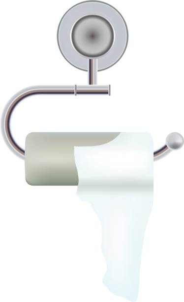 istock Intestinal Diseases, Diarrhea. Toilet Paper With Holder Isolated On A White Background. Realistic Vector Illustration 821772324