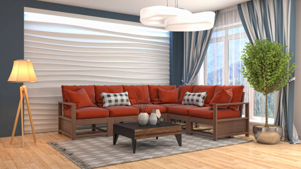 istock Interior living room. 3d illustration 821772402