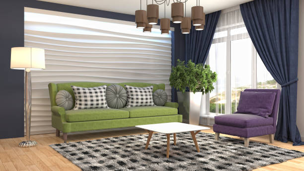 istock Interior living room. 3d illustration 821772488