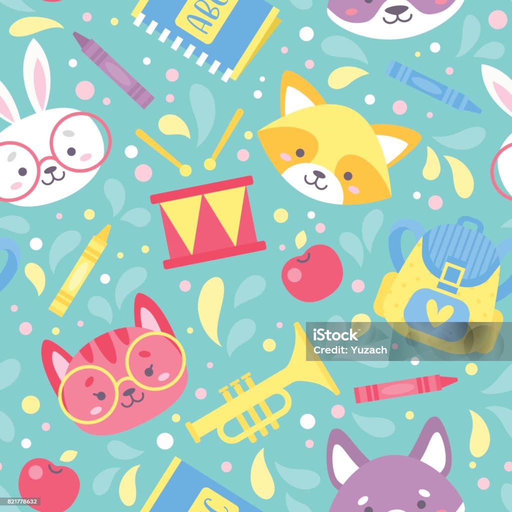 Fun School Pattern School Seamless Pattern For Children Stock Illustration - Download ...