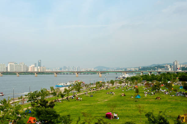 hangang rzeki w seulu w lecie w korei - hangang beach zdjęcia i obrazy z banku zdjęć