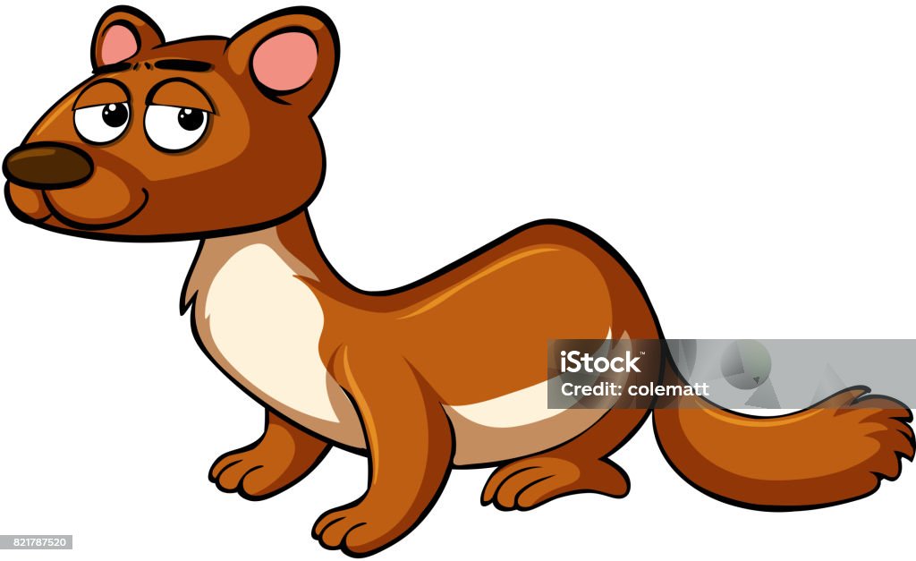 Brown otter on white background Brown otter on white background illustration Animal stock vector